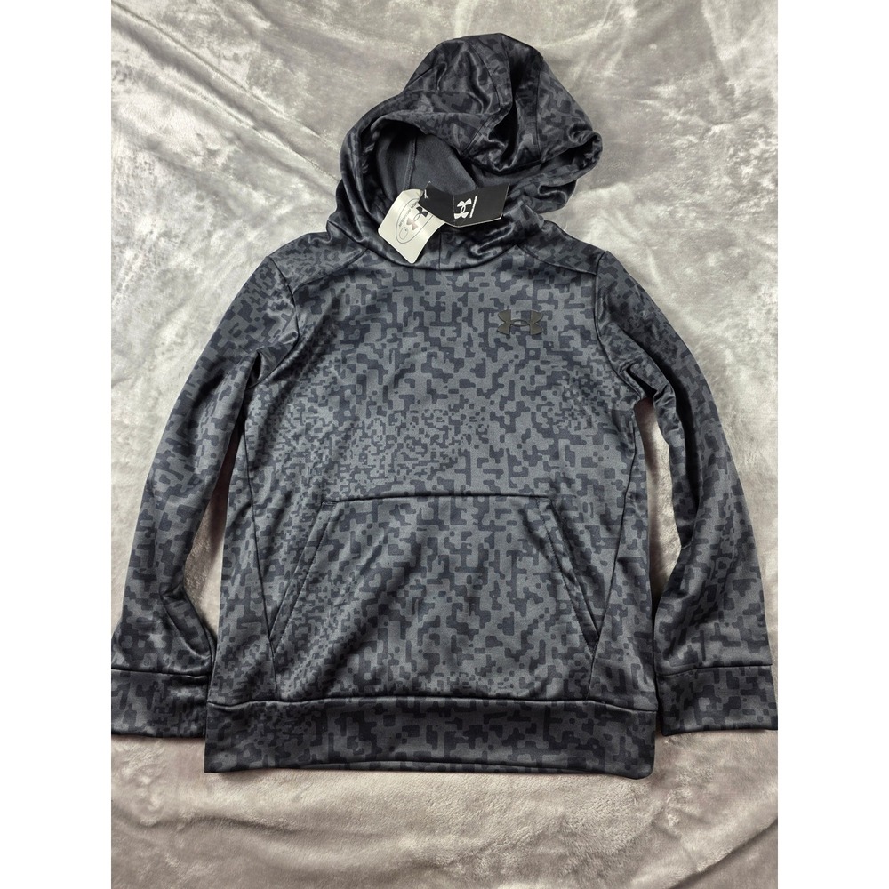 Under Armour Hoodie Youth Small Grey Black Digital Camo Pixelated Sweatshirt NWT